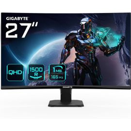 Gigabyte GS27QC Ecran incurvé 27" Moniteur de jeu QHD 2560 x 1440, 165Hz, 1ms, 250 Cd/m², Freesync Premium, HDR Ready, HDMI 2.0, Displayport 1.4