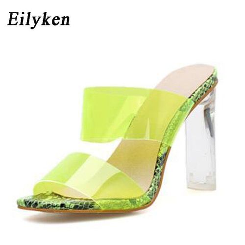 Pantoufles Talons Hauts En Cristal, Chaussures Transparents En Pvc, Bout Ouvert, Chaussons De 11cm