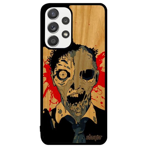 Coque Pour Samsung A33 Bois Silicone Zombie Squelette Mort Vivant Bleu Housse Dessin Fin Du Monde Fantome Homme Eclaboussure Galaxy
