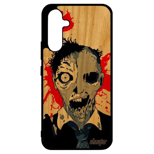 Coque Silicone Galaxy A34 En Bois Zombie Squelette Housse Fantome Mort Vivant Unique Fin Du Monde Tache De Sang Etui Horreur Samsung