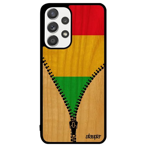 Coque Samsung A33 bois veritable silicone drapeau mali malien basket football coupe du monde foot Coupe d'afrique noir etui galaxy