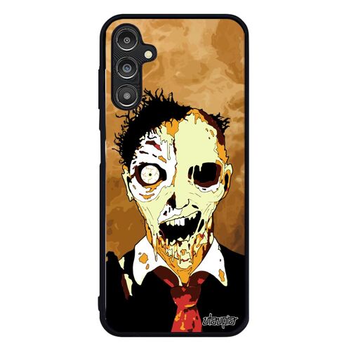 Coque Samsung A14 4g 5g Silicone Zombie Revenant Brouillard Fin Du Monde Horreur Orange Noir Antichoc Nuage Squelette Fumee Galaxy