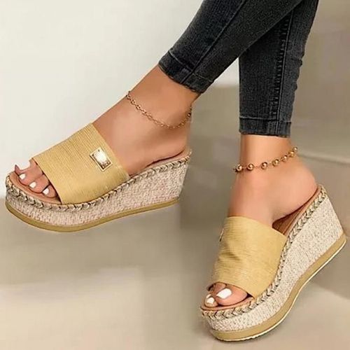 Pantoufles Talons Compensés Pour Femmes, Nouvelles Chaussures Décontractées La Mode,