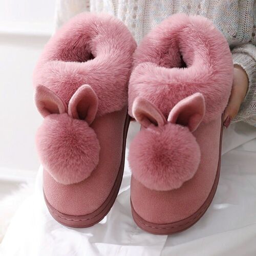 Pantoufle Femme Hiver Chaussure Femme Chaussette Oreilles De Lapin Femmes Maison Pantoufles Dessin Animé Belle Sans Lacet Semellespaisses Hiver Chaud Maison Chaussures Femmes Garçons Filles Pantoufles D'intérieur