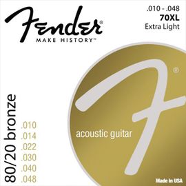 Fender 70xl Extra Light Cordes Guitare Folk Acoustique 10-48