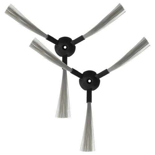 vhbw 2x Brosse latérale compatible avec Indream 9300, 9200, 9700, 9300XR, ZX810 robot aspirateur - Lot de brosses, noir / gris