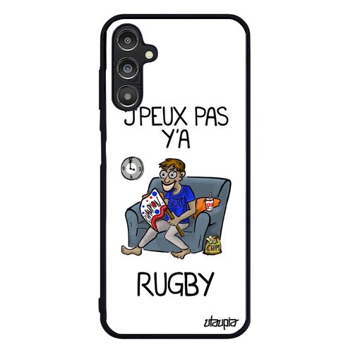 Coque Samsung A14 4G 5G silicone j'peux pas y'a rugby portable supporter blanc texte telephone noir XV de France je 4G drole galaxy