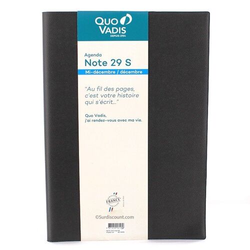 Agenda Hebdomadaire 2025 Note 29s - 21 X 29,7 Cm - Noir - Quo Vadis