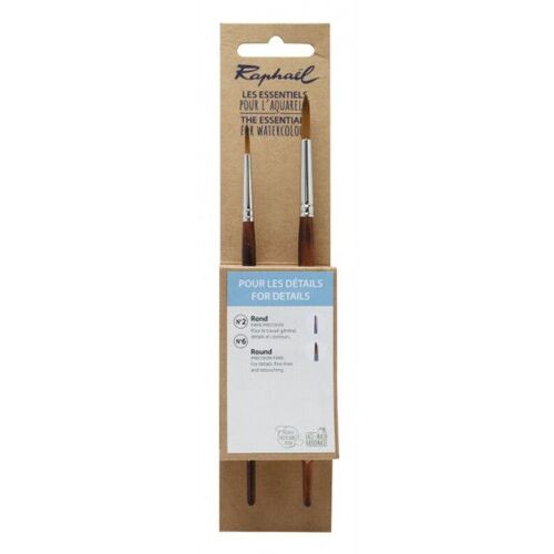 2 Pinceaux Aquarelle Raphaël Les Essentiels Pour Les Détails N°2 Et N°6 Rond