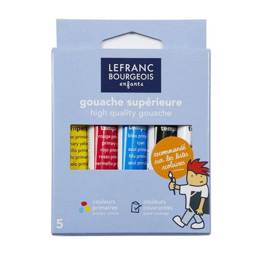 Lot De 5 Tubes De Gouache - Couleurs Primaires - Lefranc Bourgeois