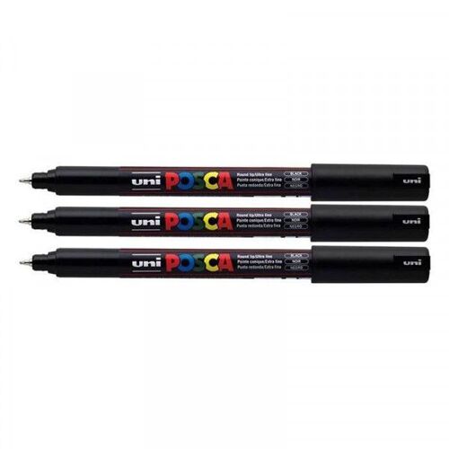 Lot De 3 Marqueurs Posca Pc-1mr Noir Pointe Extra-Fine Calibrée
