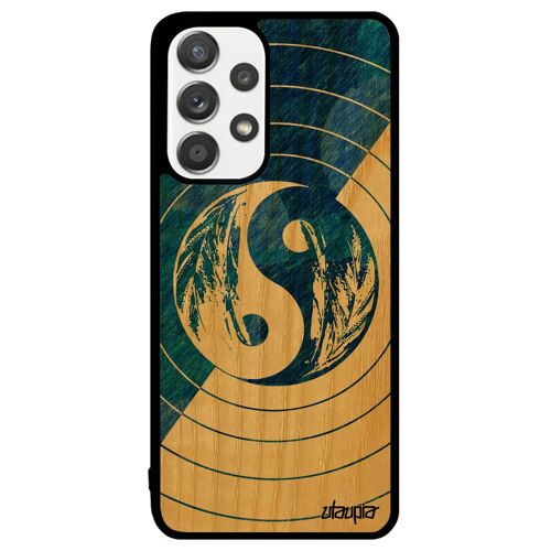 Coque En Bois Pour A33 Silicone Yin Et Yang Art Noir Couleur Telephone Bumper Cercle De Protection Homme Bleu Pastel Samsung Galaxy