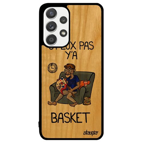 Coque A33 bois silicone j'peux pas y'a basketball basket caoutchouc bumper comique etui drole 4G je texte jpeux gris Samsung galaxy