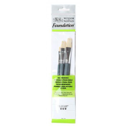 Assortiment 3 Pinceaux Manche Court Plats N°4, 10 Et 14 - Winsor Et Newton