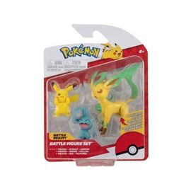 Coffret 3 Pokemon Pikachu - Okeoke Et Phyllali De Combat - Figurine Pokemon Jaune Et Vert - Jouet Garçon