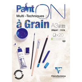 Bloc A3 Paint On A Grain 20 Feuilles - 250g - 29,7 X 42 Cm - Clairefontaine