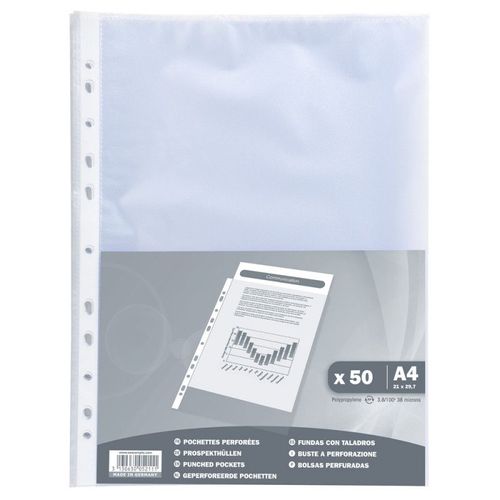 50 Pochettes Perforées Grainées A4 -Exacompta