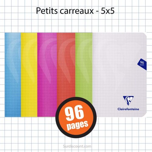 Carnet Polypro Mimesys Polypro 110x170 96p Petits Carreaux 5x5 Assortiment Clairefontaine