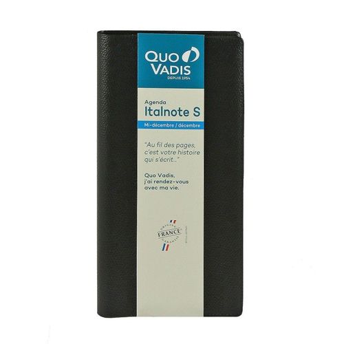 Agenda Semainier 2025 Italnote S - 8,8 X 17 Cm - Noir - Quo Vadis