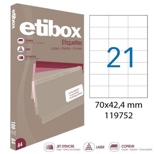 Boite De 2100 Étiquettes - Format 70x42.4mm - Etibox - Apli 119752