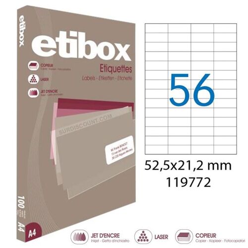 Boite De 5600 Étiquettes - Format 52,5x21,2mm - Etibox - Apli 119772