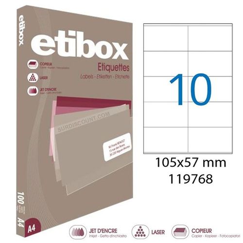 Boite De 1000 Étiquettes - Format 105x57mm - Etibox - Apli 119768