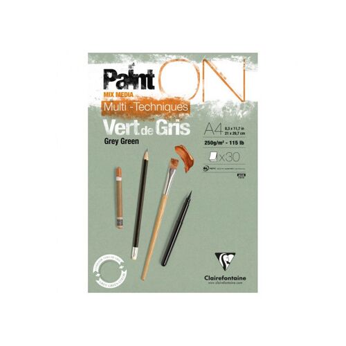 Painton Vert De Gris Bloc Collé 30f A4 250g - Clairefontaine