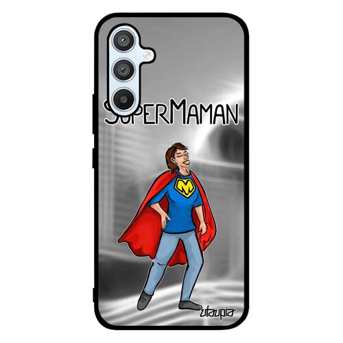 Coque Silicone Super Maman Pour Galaxy A54 Etui Texte Rigide Humoristique Mere Bande Dessinée Bebe Tpu Comics Made In France Samsung