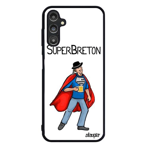 Coque Super Breton Pour Samsung Galaxy A14 4g 5g Silicone Blanc Dessin Drapeau Bretagne Souple Telephone Drole Humour Comique Cover