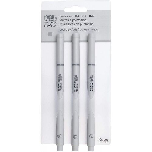 Set 3 Feutre ? Pointe Fine - Pointe Gris - Winsor & Newton