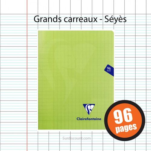 Cahier - 17x22(Cm) - Grands Carreaux - 96 Pages - Couverture En Polypro - Sans Spirale - Clairefontaine - Mimesys