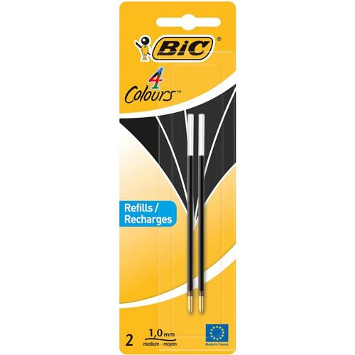 Recharge Pour Stylo Bille Bic 4 Couleurs - Pointe Moyenne - Noir - Bic
