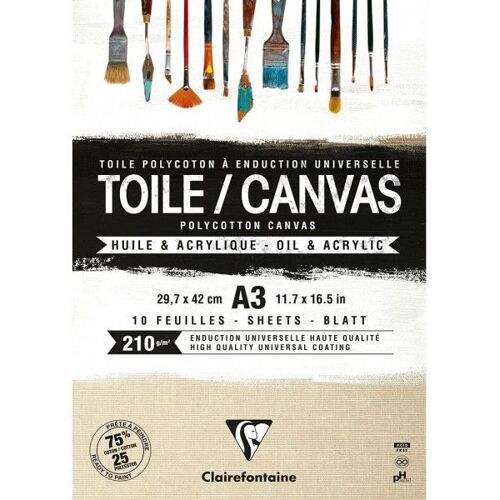 Bloc Toiles - Polycoton - 29,7 X 42 Cm - 10 Feuilles - Clairefontaine