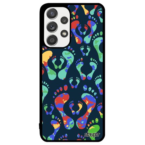 Coque en silicone de protection pour A33 trace de pas impression pied original fantaisie colore SM-A336B motif orange Samsung galaxy