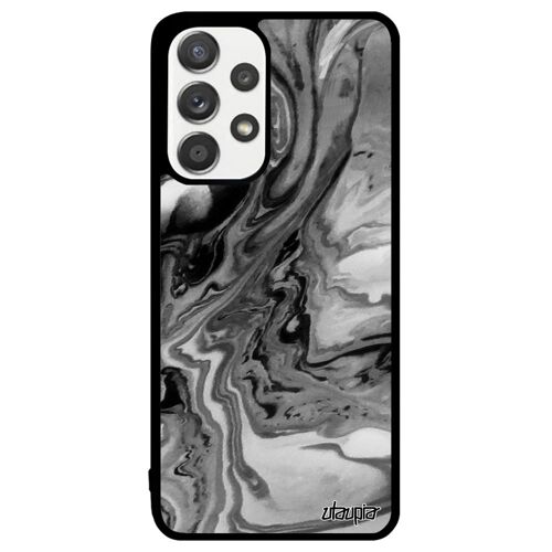 Coque A33 silicone peinture authentique fond jolie marbre motif matiere acrylique decoratif gris case unique effet de Samsung galaxy