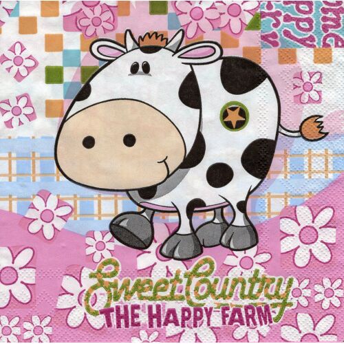 Lot De De 2 Serviettes Déco Papier: The Happy Farm
