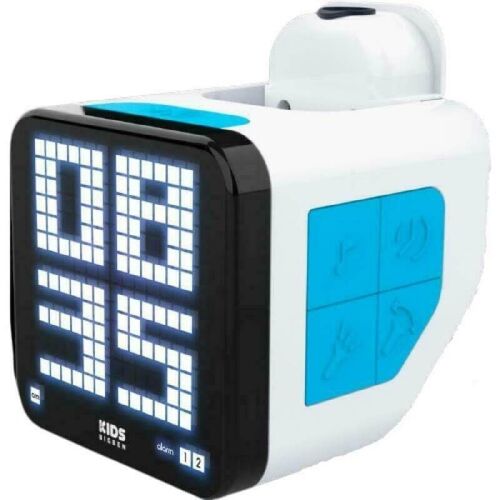 Réveil cube projecteur blanc et bleu Bigben RCUBEBCBL