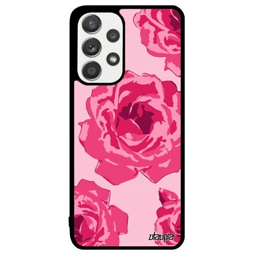 Coque Samsung A33 Silicone Rose Fleur Caoutchouc Poudré Personnalisé Nature Mariage Romantique Tatoo Noir Floral Femme Etui Galaxy
