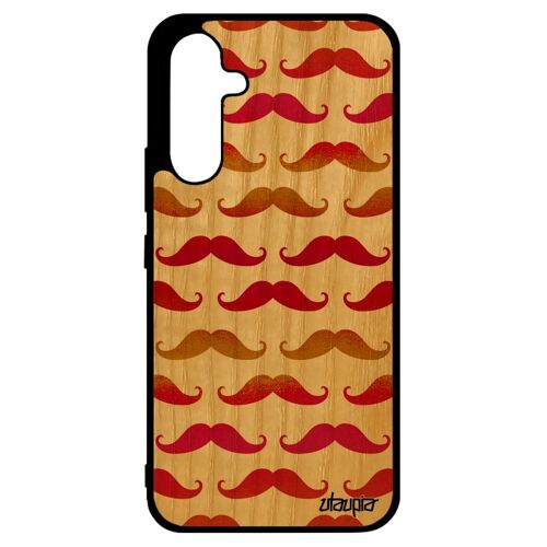 Coque En Bois Moustache A34 Silicone Fantaisie Chapeau Melon Image Peinture Housse Case Impression Homme Vintage Pipe Samsung Galaxy