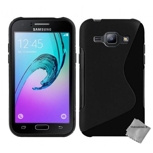 Housse Etui Coque Pochette Silicone Gel Fine Pour Samsung Galaxy J1 (2016) + Film Ecran - Noir