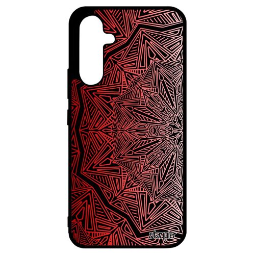 Coque A34 silicone Mandala de protection tibetain Rouge bouddhisme mobile tibet mystique souple etui made in France Samsung galaxy