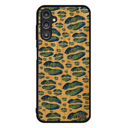 Coque Bouche Samsung Galaxy A14 4g 5g En Bois Silicone Bisou Levres Abstrait Portable Glamour Femme De Protection Personnalisé Motif