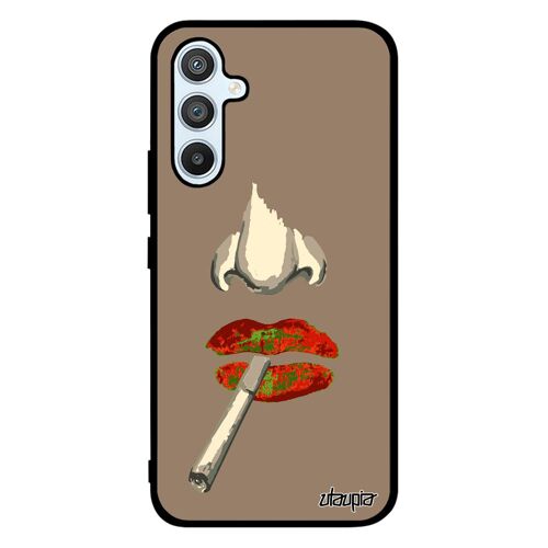 Coque en silicone Samsung A54 portrait de protection antichoc smartphone levres orange smack original TPU design bouche femme galaxy