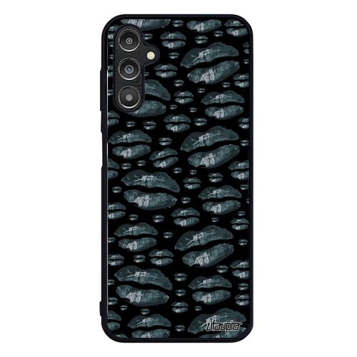 Coque Samsung A14 4g 5g En Silicone Bouche Bisou Love Cigarette Gris Levres Fantaisie Portable Smartphone Etui Clope Femme Galaxy