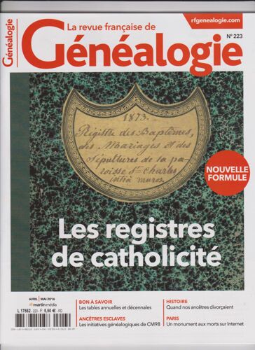 Revue Française De Généalogie N° 223 Les Registres De Catholicité