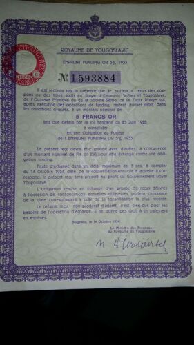 Emprunts Funding Yougoslavie