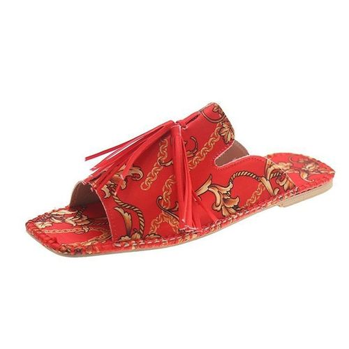 Mules De Plage Rétro Pour Femmes, Pantoufles Glands, Chaussures Plates Pour L'extérieur,