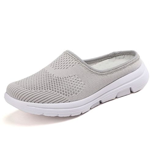 Mules Légères Bout Rond Pour Femmes, Pantoufles De Maison Souples, Chaussures Noires Décontractées En Maille Respirante