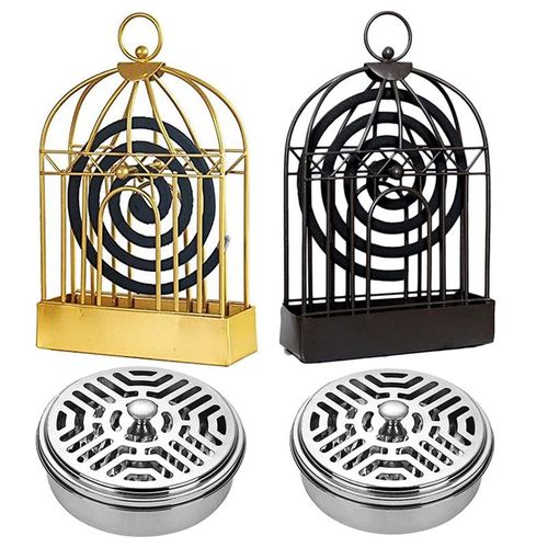 Supports de Bobine de Moustique, Support de Spirale de Moustique de Style Nordique en Fer Conception de Cage à Oiseaux pour la Maison, Or