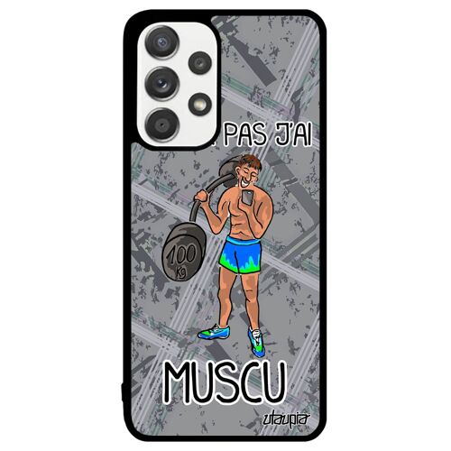 Coque j'peux pas j'ai musculation Galaxy A33 silicone texte humoristique pas cher telephone drole fitness noir muscu sport Samsung